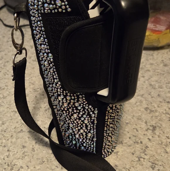 Rhinestone Studded Tumbler Holder with Strap - Picture 2 of 6
